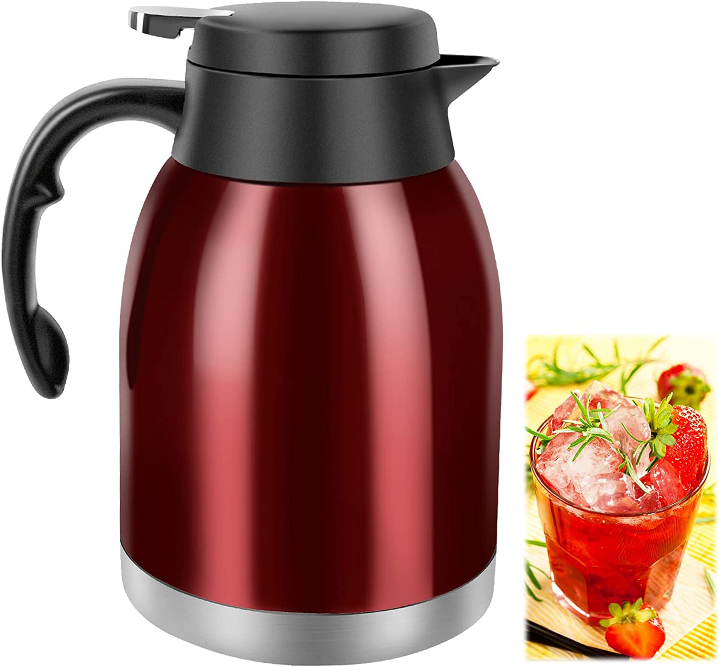 Stainless Steel Vacuum Insulated Thermal Coffee Water Pitcher Carafe  Leak-proof